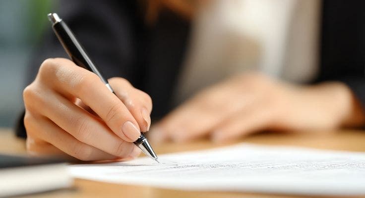 hand holding pen writing on paper